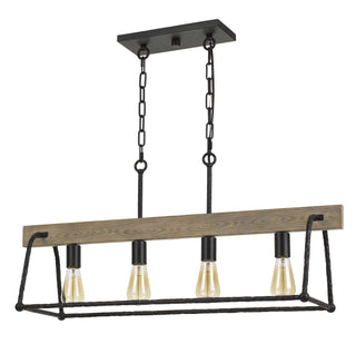 Lockport Hang Forged  Metal/Wood Island Chandelier (Edison Bulbs Not Included)