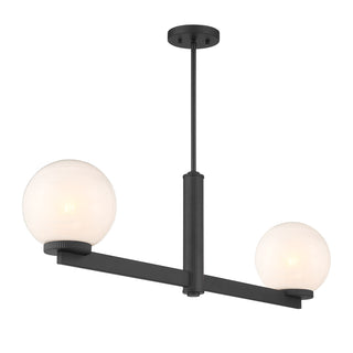 2-Light Linear Chandelier in Matte Black