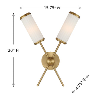 Denison 2-Light Wall Sconce in Warm Brass by Dann Foley