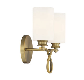 Woodbury 2-Light Bathroom Vanity Light in Warm Brass