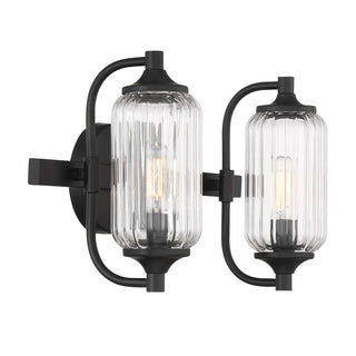Holton 2-Light Bathroom Vanity Light in Matte Black