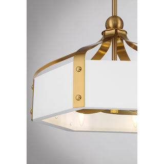 Sheffield 6-Light LED Fan D'Lier in White with Warm Brass Accents