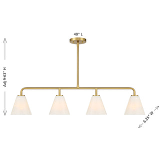 Blair 4-Light Linear Chandelier in Warm Brass