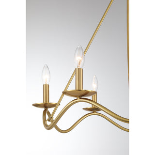 6-Light Chandelier in Natural Brass