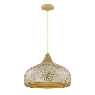 Kemp 1-Light Pendant in Ivory and Gold Shell