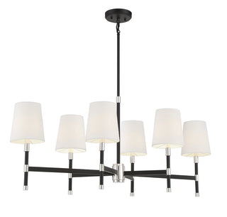 Brody 6-Light Linear Chandelier in Matte Black with Polished Nickel Accents
