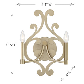 Lombard 2-Light Wall Sconce in Noble Brass