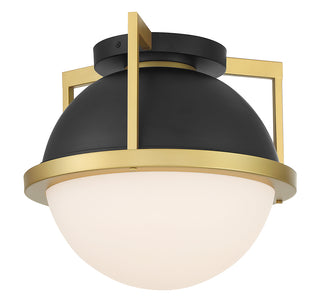 Carlysle 1-Light Ceiling Light in Matte Black with Warm Brass Accents