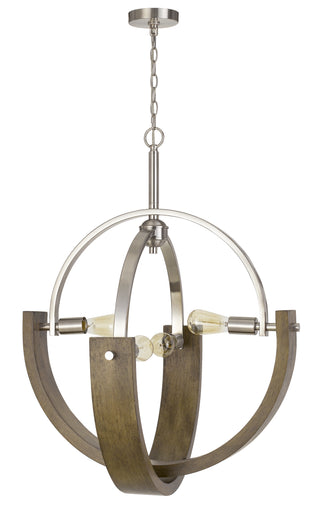 60W X 4 Rauma Metal/Wood Chandelier (Edison Bulbs Are Not Included)