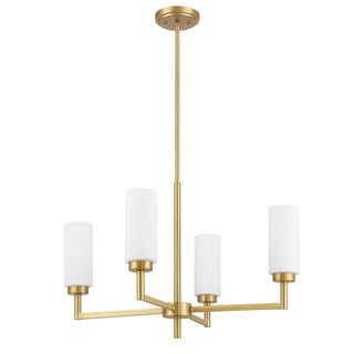 4-Light Chandelier in Natural Brass