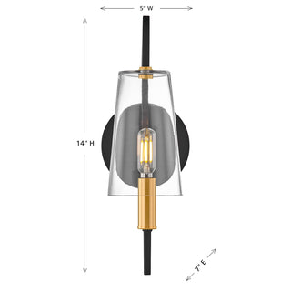 Hanley 1-Light Wall Sconce in Matte Black and Warm Brass