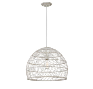1-Light Pendant in White Rattan with A White Socket 