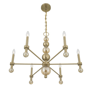 Crescent 6-Light Chandelier in Noble Brass