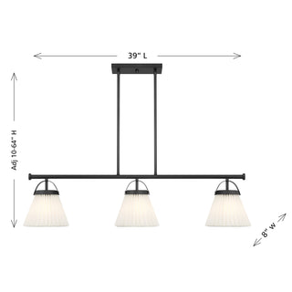 3-Light Linear Chandelier in Matte Black