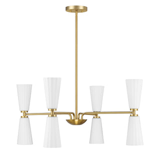8-Light Chandelier in Natural Brass