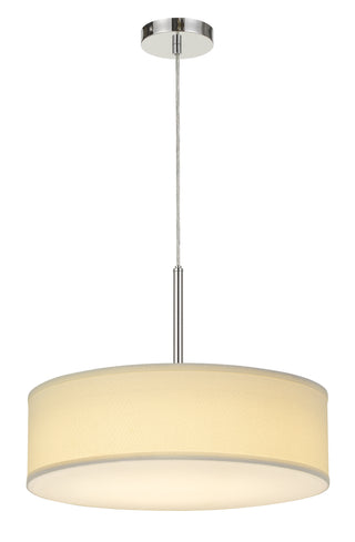 14" Height  Metal and Fabric Pendant in Off White