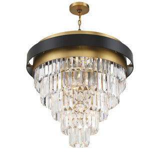 Marquise 9-Light Chandelier in Matte Black with Warm Brass Accents