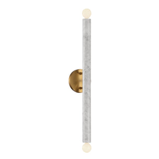 Callaway 2-Light Wall Sconce in White Marble with Warm Brass