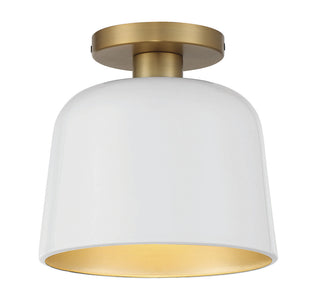 1-Light Ceiling Light in White with Natural Brass