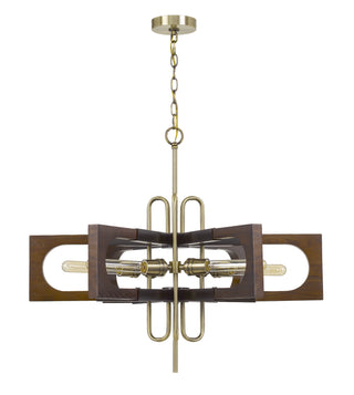 60W X 6 Sneek Metal/Wood Chandelier (Edison Bulbs Are Not Included)