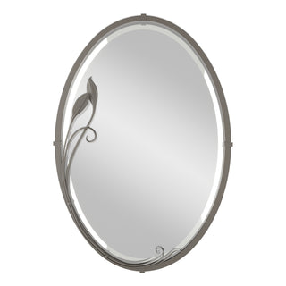Beveled Oval Mirror with Leaf