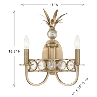 Hearst 2-Light Wall Sconce in Noble Brass