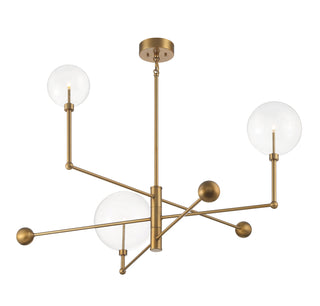 3-Light Chandelier in Natural Brass