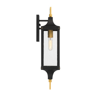 Glendale 1-Light Outdoor Wall Lantern in Matte Black and Weathered Brushed Brass
