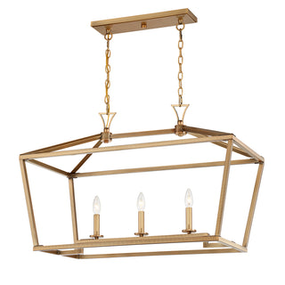 Townsend 3-Light Linear Chandelier in Warm Brass