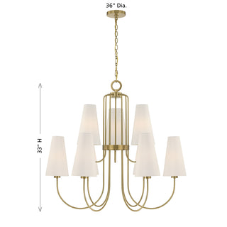 Wilkes 9-Light Chandelier in Warm Brass by Dann Foley