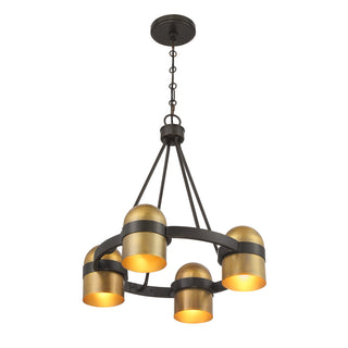 Andover 4-Light Chandelier in Mediterranean Bronze and Riviera Brass