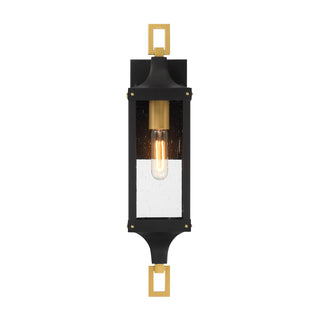 Glendale 1-Light Outdoor Wall Lantern in Matte Black and Weathered Brushed Brass