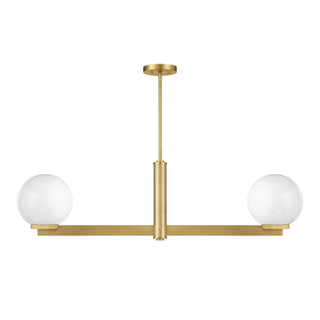 2-Light Linear Chandelier in Natural Brass