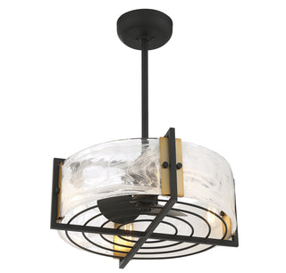 Hayward 4-Light Fan D'Lier in Matte Black with Warm Brass Accents