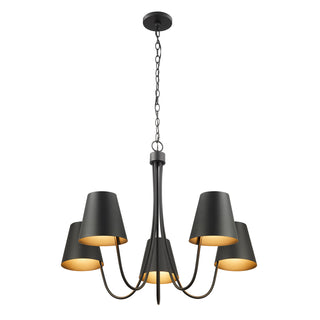 5-Light Chandelier in Matte Black