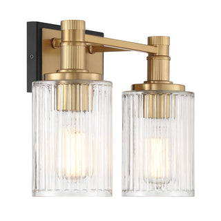 Concord 2-Light Bathroom Vanity Light in Matte Black with Warm Brass