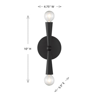 2-Light Wall Sconce in Matte Black