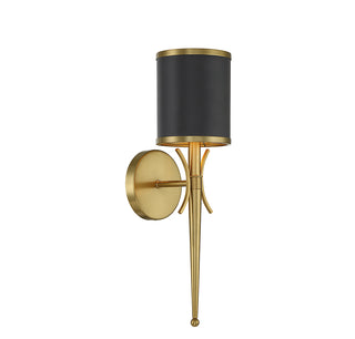 Quincy 1-Light Wall Sconce in Matte Black with Warm Brass Accents