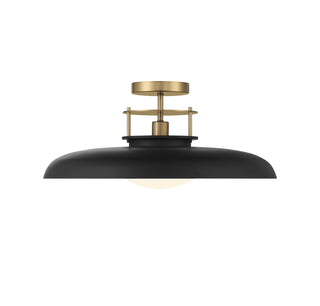 Gavin 1-Light Ceiling Light in Matte Black with Warm Brass Accents