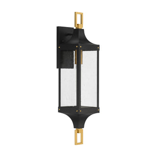 Glendale 1-Light Outdoor Wall Lantern in Matte Black and Weathered Brushed Brass