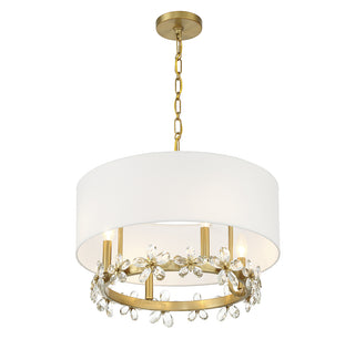 Dahlia 4-Light Pendant in Warm Brass