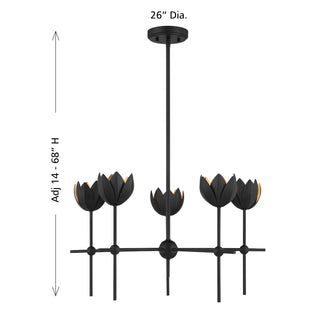 5-Light Chandelier in Matte Black