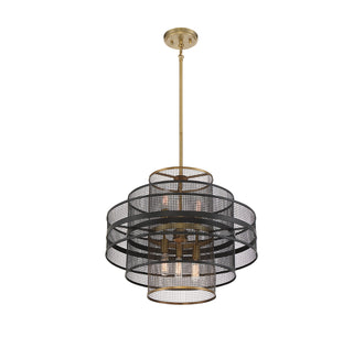 Kelvin 6-Light Pendant in Matte Black with Warm Brass