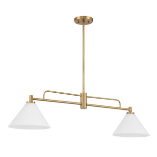 2-Light Linear Chandelier in Natural Brass