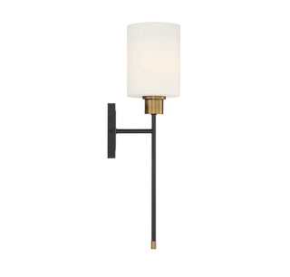 Alvara 1-Light Wall Sconce in Matte Black with Warm Brass Accents