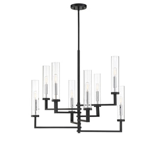 Folsom 8-Light Adjustable Chandelier in Matte Black with Polished Chrome Accents