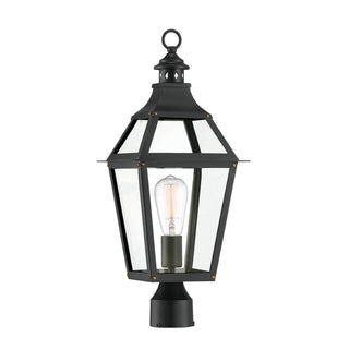 Jackson 1-Light Outdoor Post Lantern in Matte Black with Gold Highlights