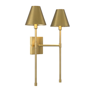 Jefferson 2-Light Wall Sconce in Warm Brass