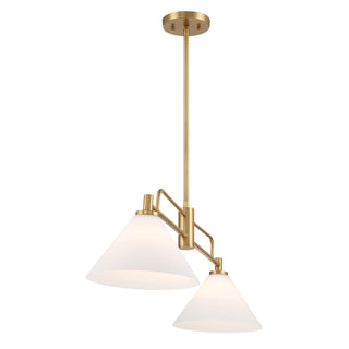 2-Light Linear Chandelier in Natural Brass