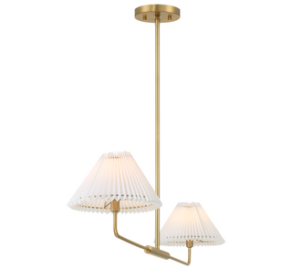 2-Light Linear Chandelier in Natural Brass